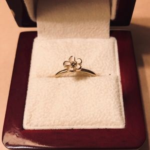 Pandora 14K Gold Pink Cherry Blossom Flower Ring